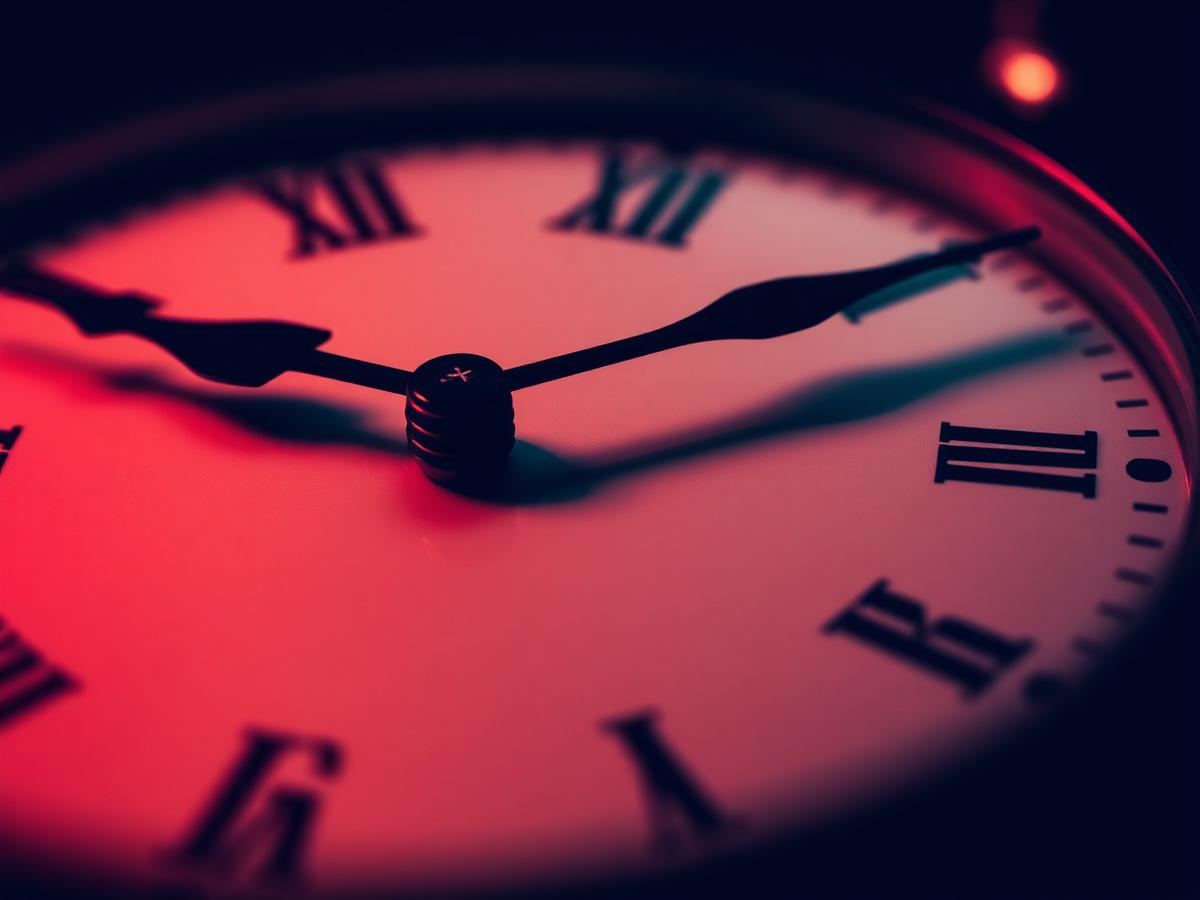 Reloj analógico en primer plano — tiempo y método clínico.